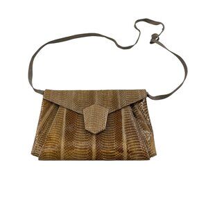 Vintage 1970s J Renee‎ Brown Snakeskin Purse Tan Beige Brown
